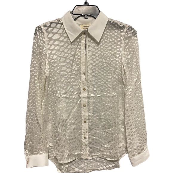 NWT L'agence Priscilla White Silk Blend Button Down Blouse Long Sleeve Top XS